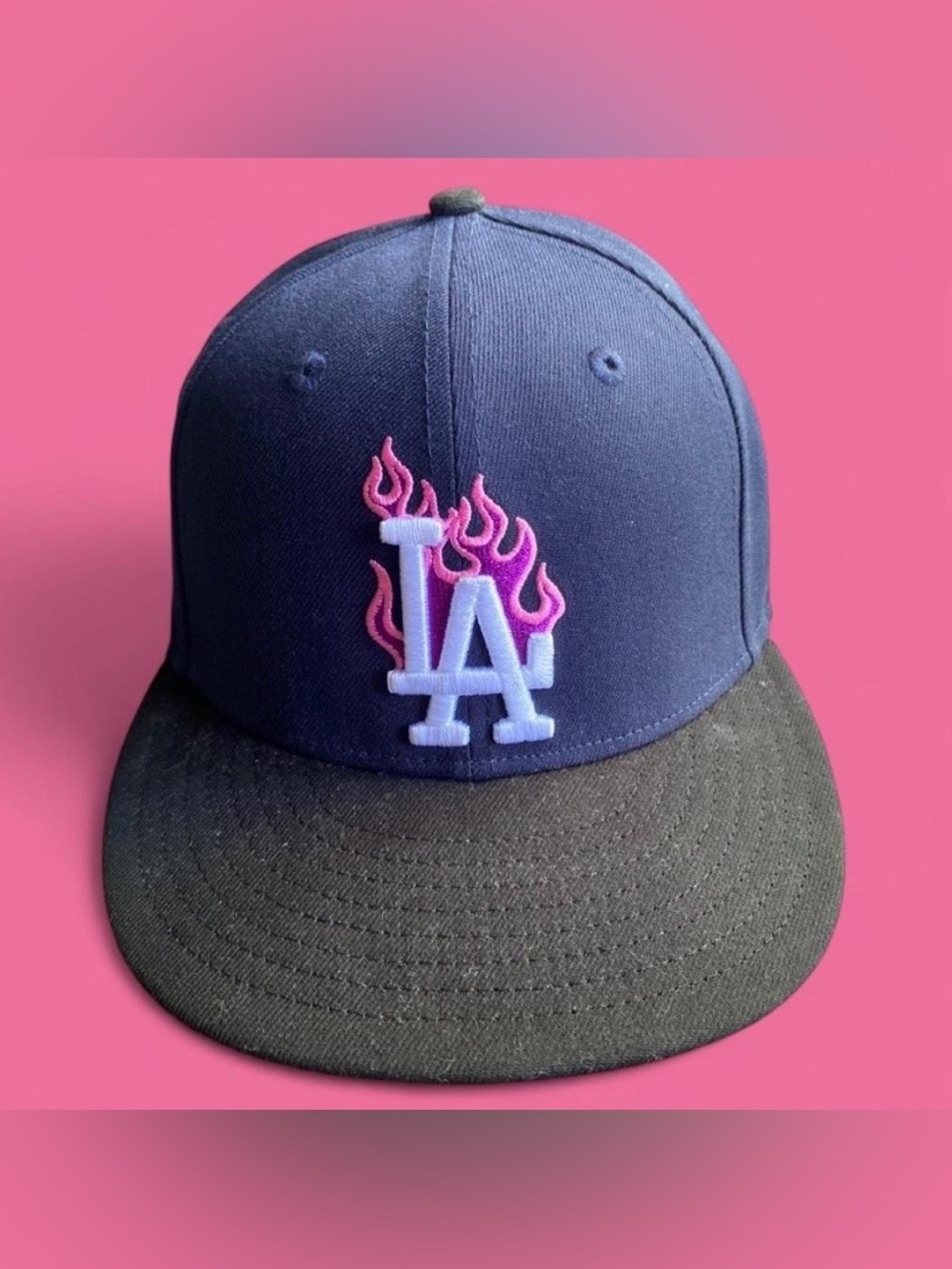 New Era MLB Los Angeles Dodgers "Flame" Edition Fitted Baseball Cap Size 7 1/8